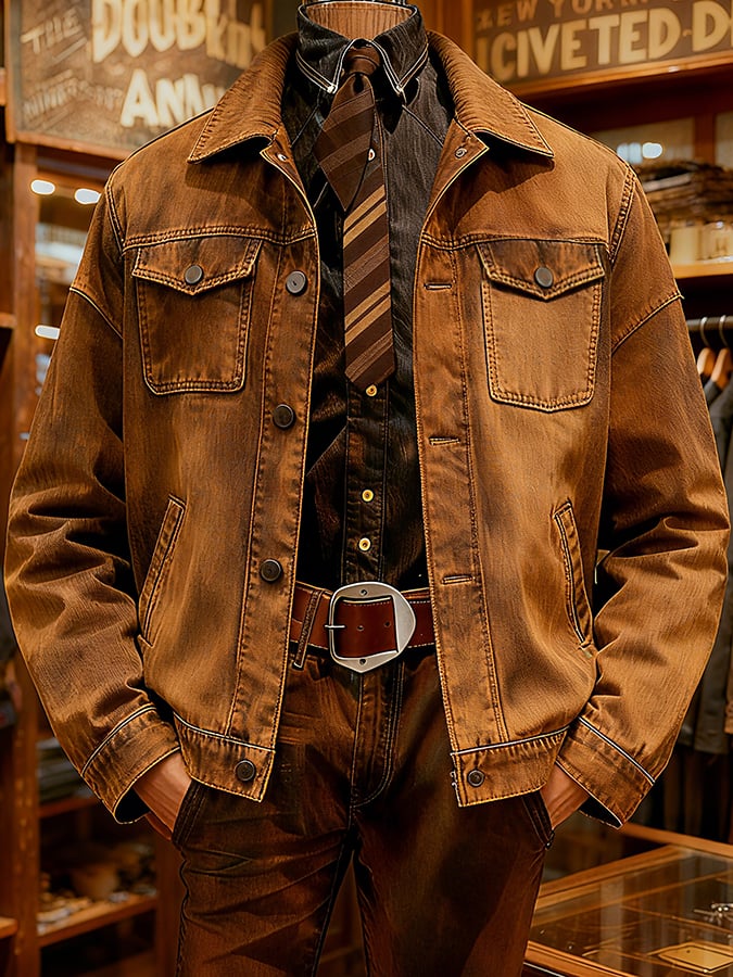 Men's Western Vintage Pocket Lapel Casual Jacket