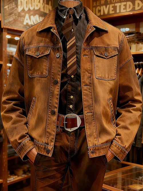 Men's Western Vintage Pocket Lapel Casual Jacket