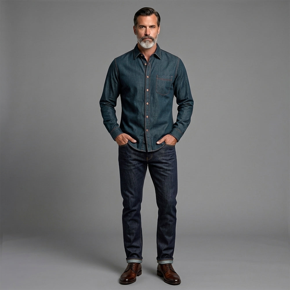 Casual Denim Shirt Jacket For Men