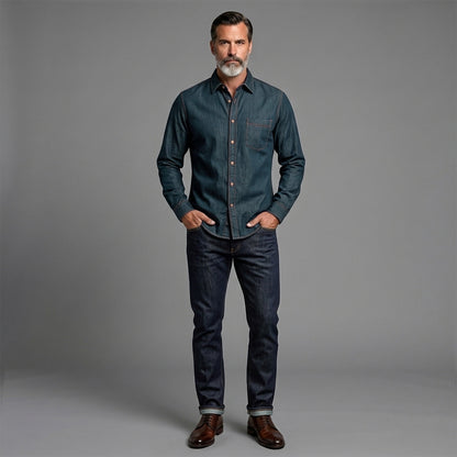 Casual Denim Shirt Jacket For Men