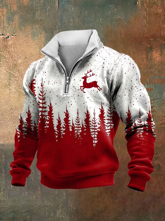 Men's Casual Retro Print Long-Sleeve Sweatshirt