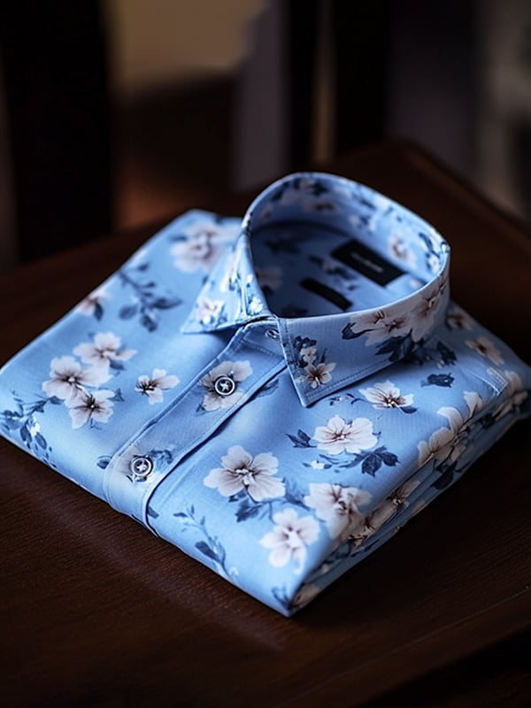 Men's Casual Watercolor Floral Print Long Sleeve Shirt