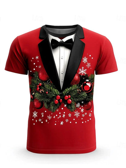 Men's Casual Retro Christmas Print T-shirt