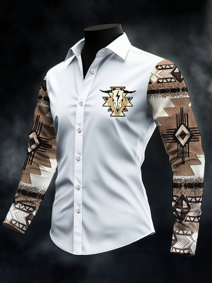 Men's Retro Western Print Casual Shirt