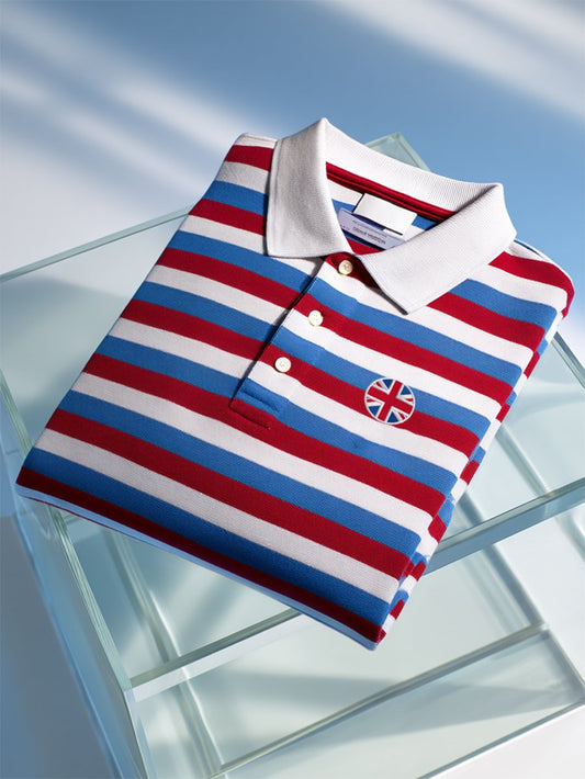 Men's Business Casual Union Jack Button Short Sleeve Polo Shirt