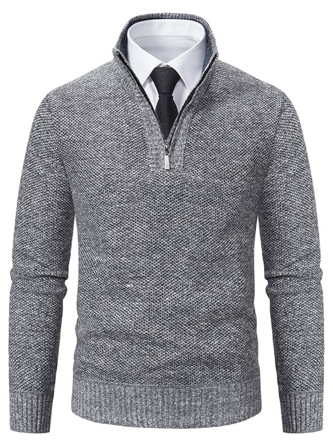 Men's Fashionable Velvet Warm Zipper Design Sweater