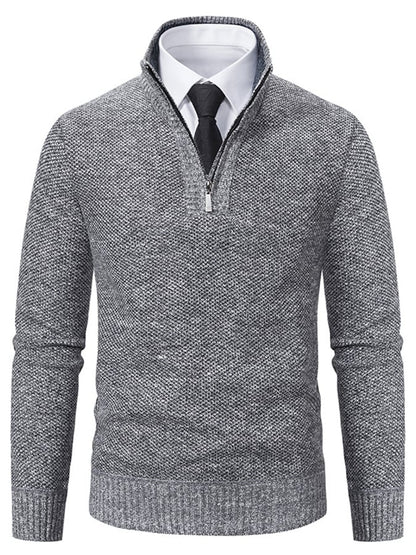 Men's Fashionable Velvet Warm Zipper Design Sweater