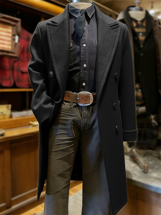 Men's Fashionable Retro Western Casual Woolen Coat