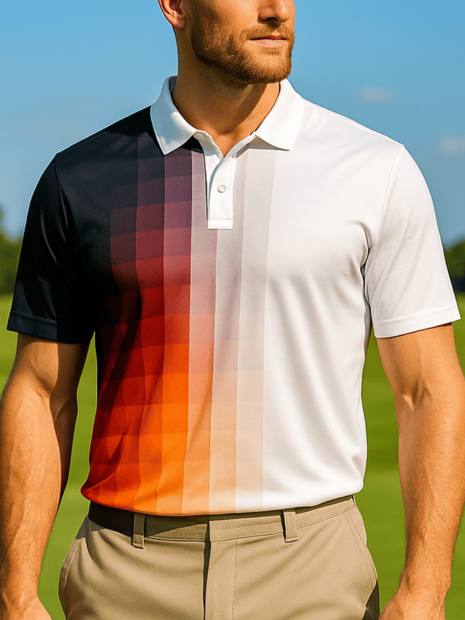 Men's basic daily casual stitching sports contrast color short-sleeved