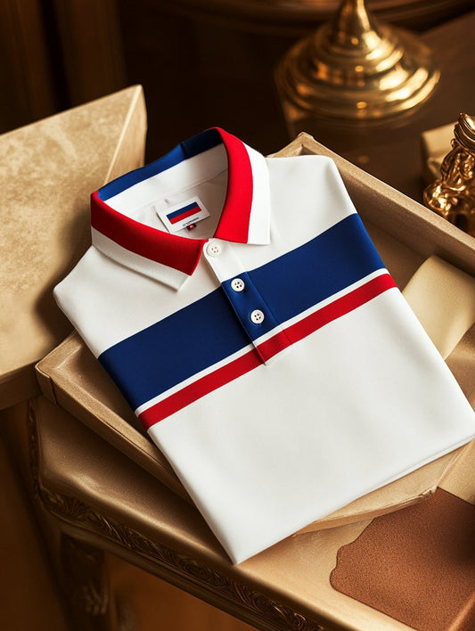 Men's Classic Business Logo Button Short Sleeve Polo Shirt