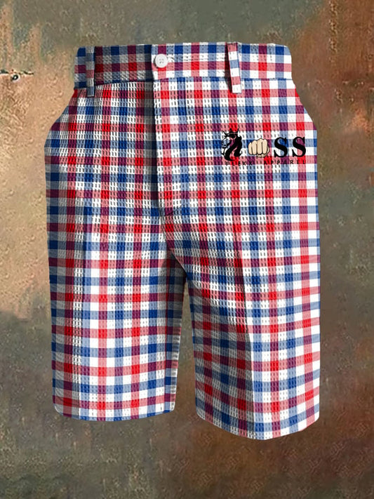 Men's Casual Plaid Waffle Pants