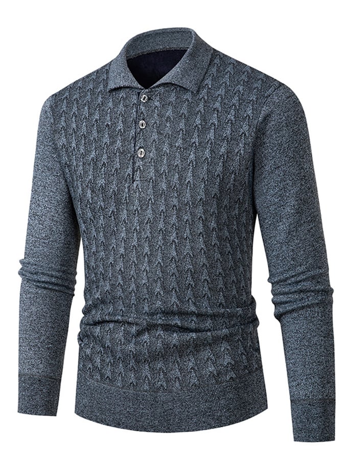 Men's Fashionable Textured Jacquard Design Pullover Long-Sleeved Sweater