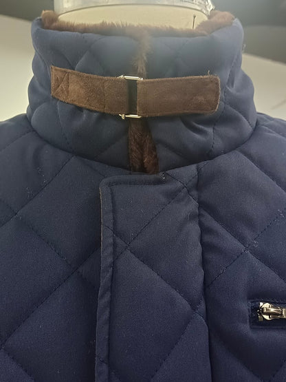 Men's Fashionable Open Pocket Button Design Imitation Leather Velvet Clip Plush Warm Letter Design Jacket