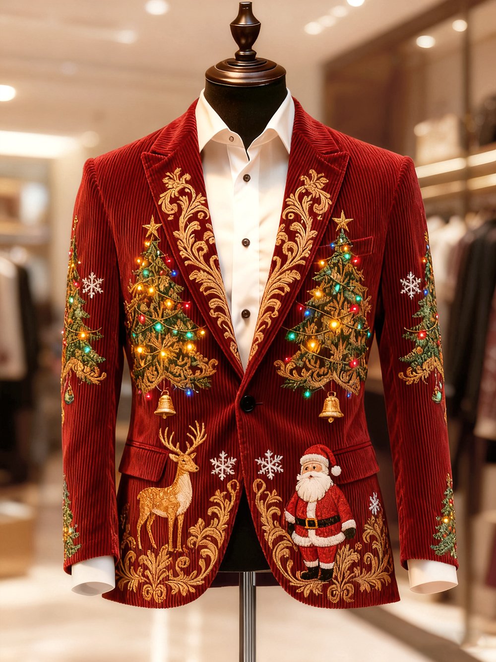 Men's Vintage Casual Christmas Party Corduroy Blazer