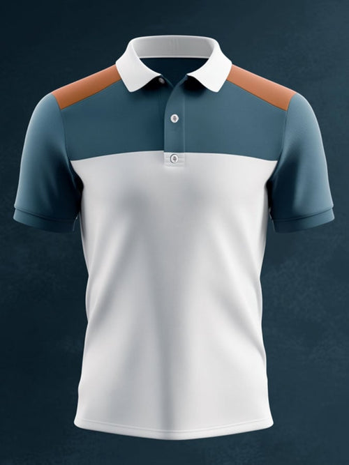 Men'S Casual Classic Contrast Color Print Business Short-Sleeved Polo Shirt