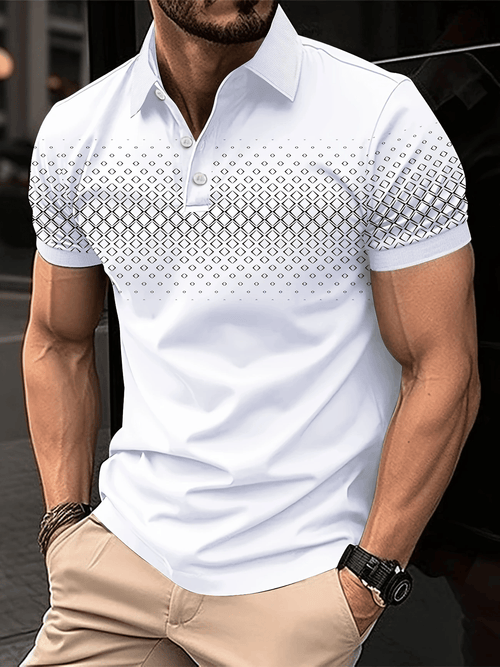 Men's Business Logo Button-Down Short Sleeve Polo Shirt