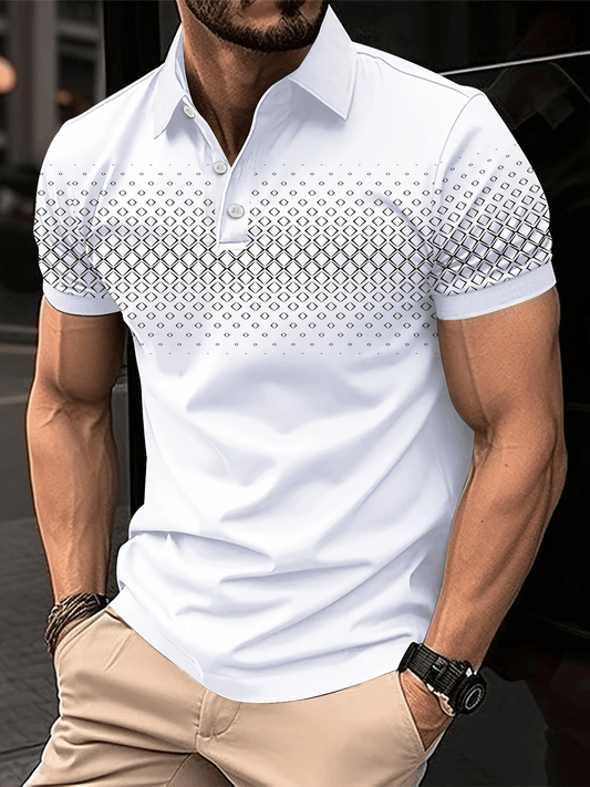 Men's Business Logo Button-Down Short Sleeve Polo Shirt