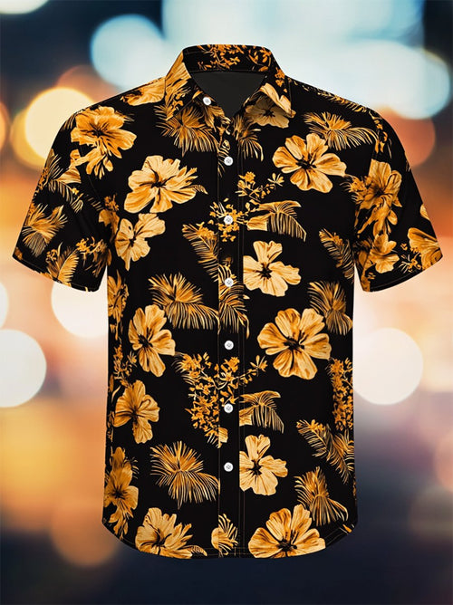 Men's Resort Casual Floral Art Short Sleeve Shirt