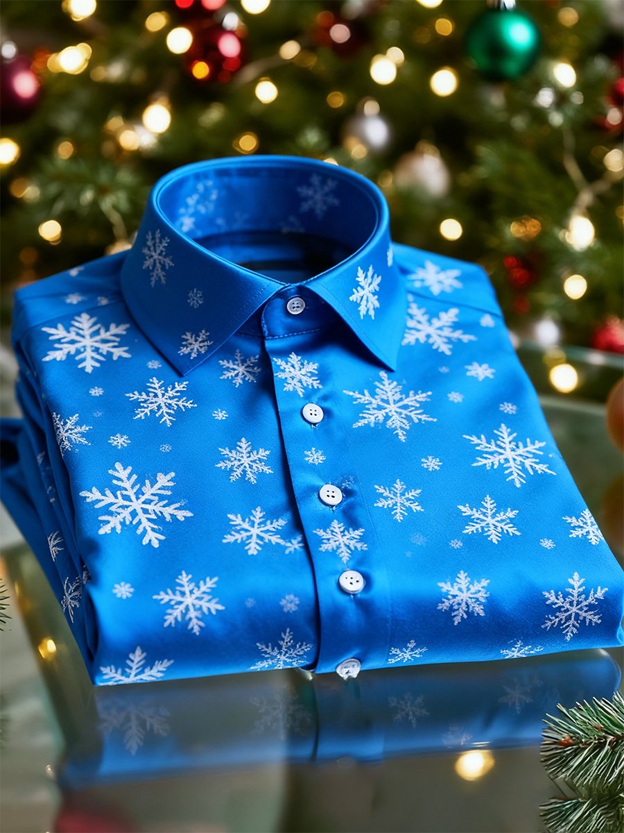 Men's  Christmas Long Sleeve Button-Down Shirt