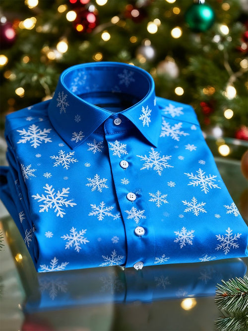Men's  Christmas Long Sleeve Button-Down Shirt