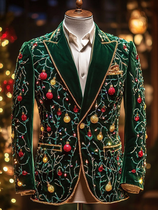 Men's Christmas Luxury Business Print Blazers