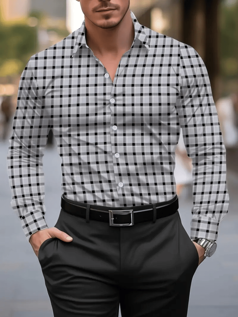 Men's Business Casual Striped Long Sleeve Shirt