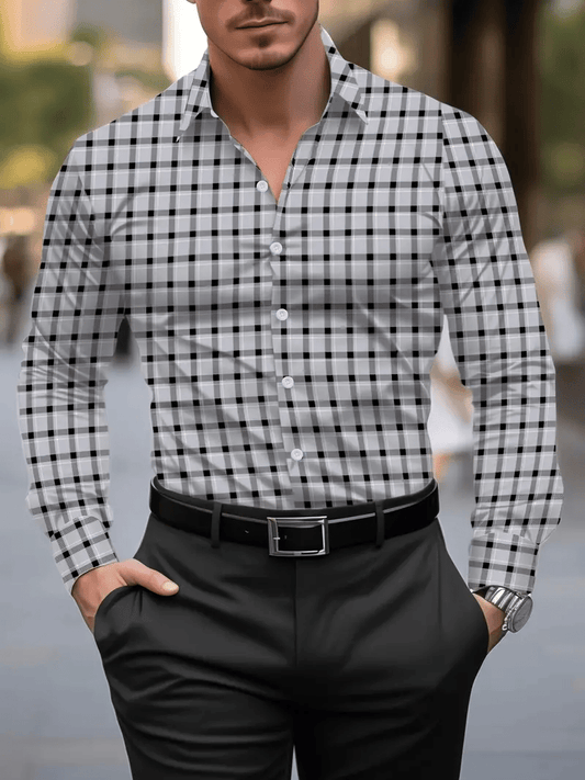 Men's Business Casual Striped Long Sleeve Shirt