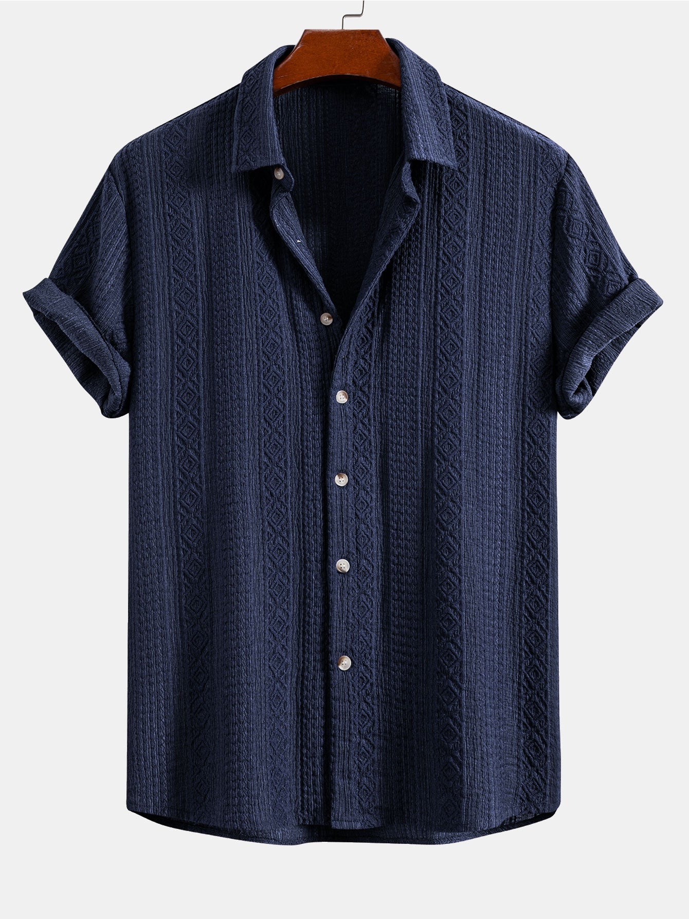 Geometric Jacquard Button Up Shirt