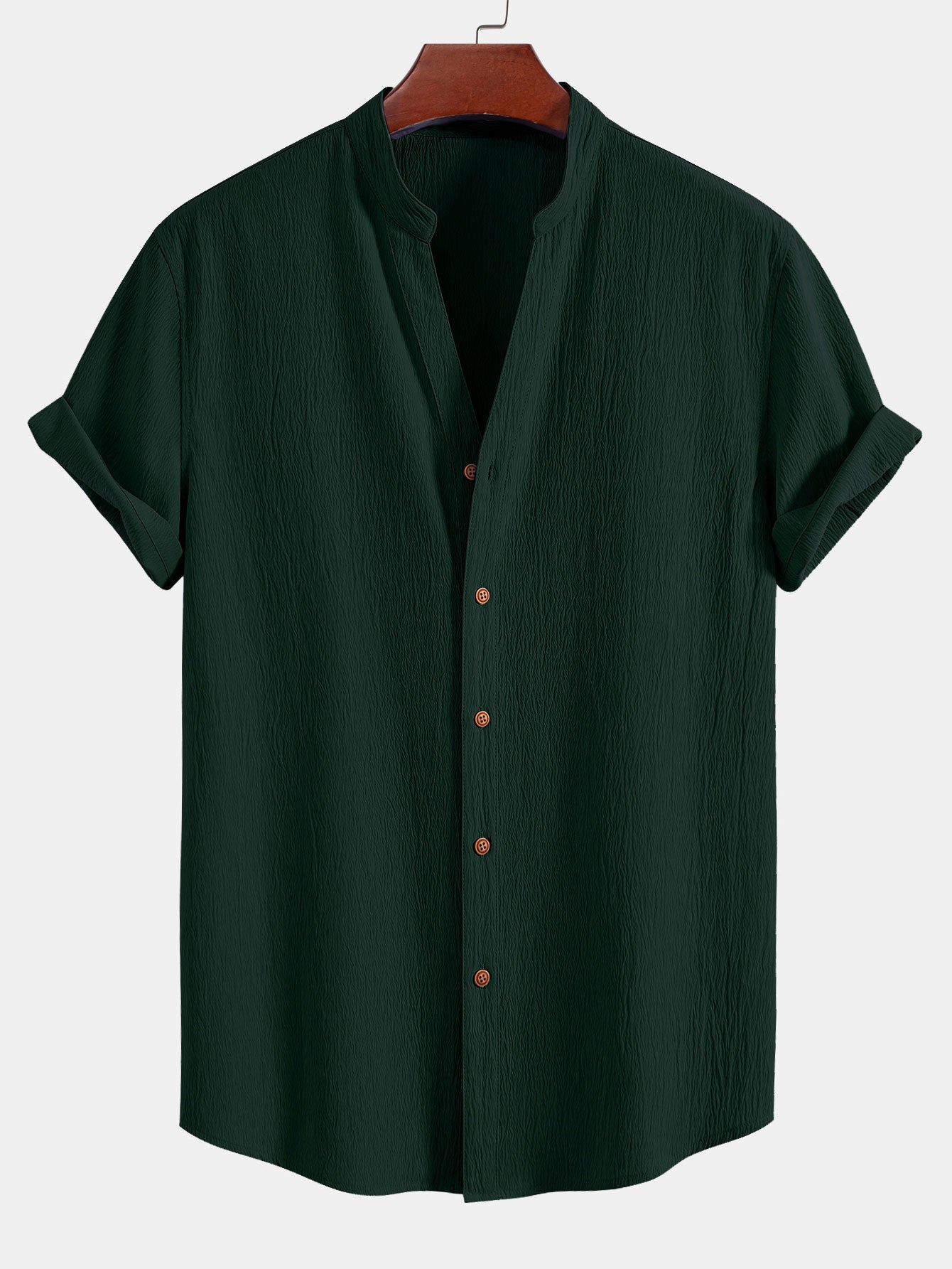 Crinkled Textured V Neck Shirt