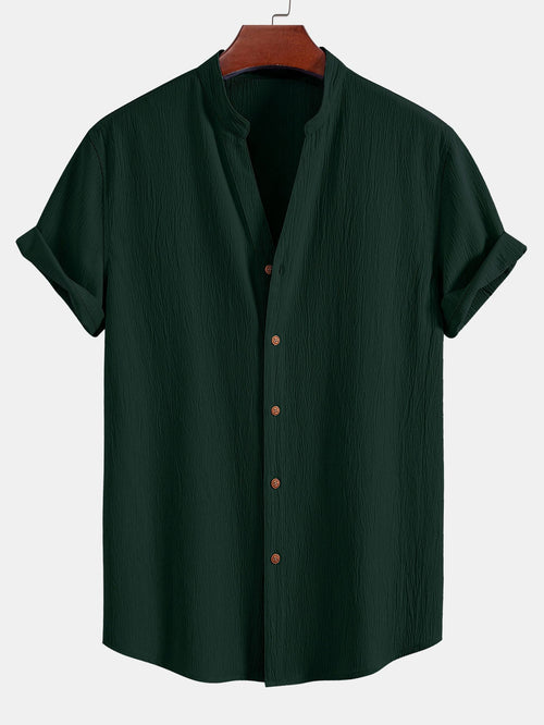 Crinkled Textured V Neck Shirt