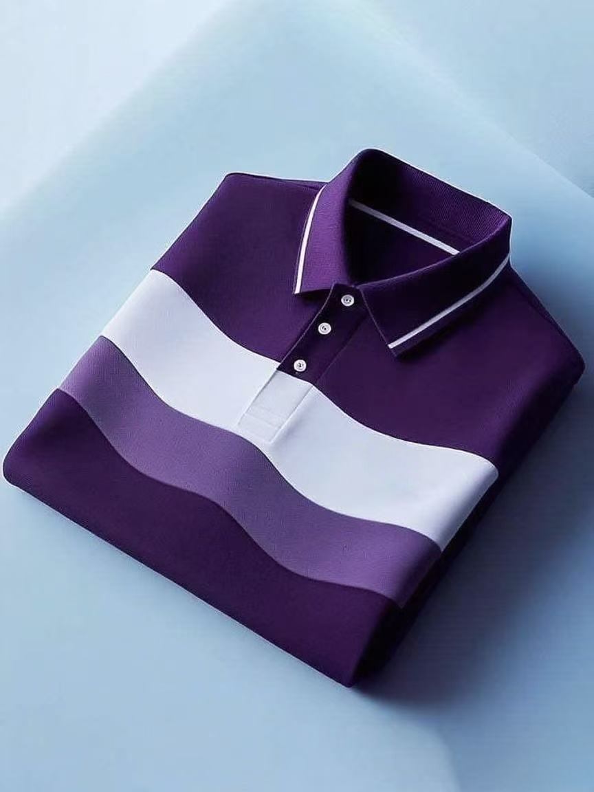 Men's Classic Business Logo Button Short Sleeve Polo Shirt