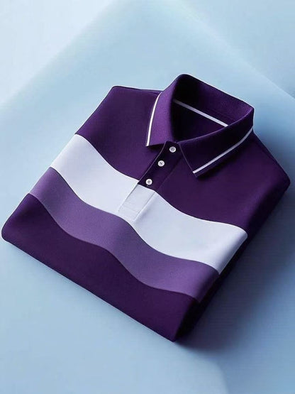 Men's Classic Business Logo Button Short Sleeve Polo Shirt