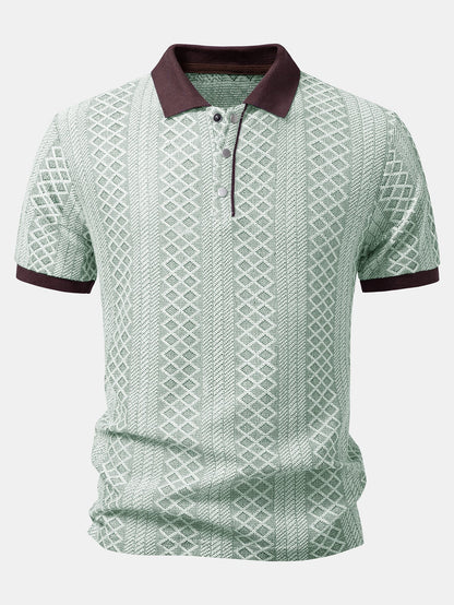 Geometric Rhombus Jacquard Polo