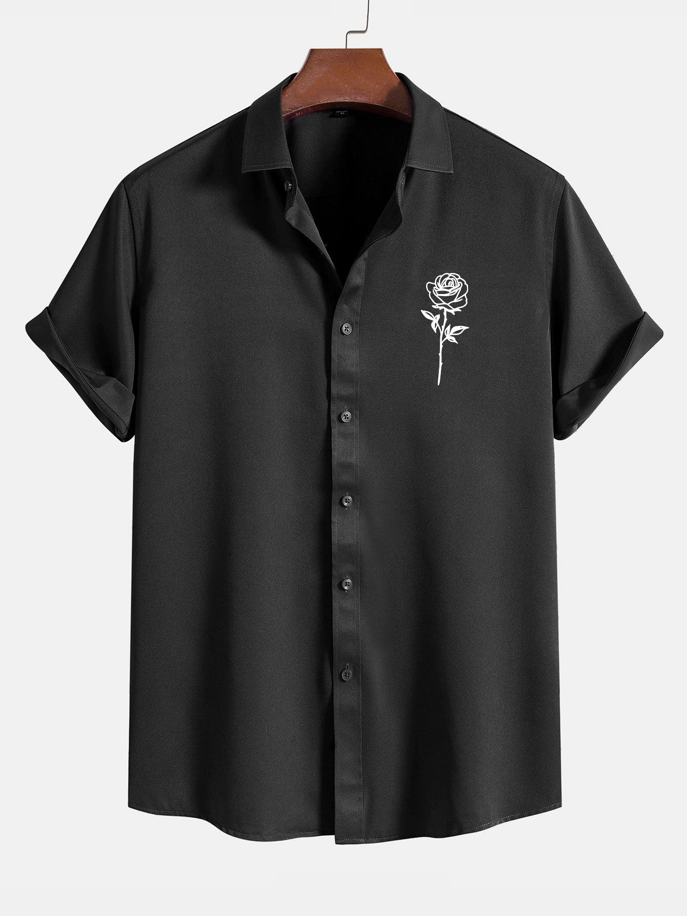 Rose Print Short Sleeve Shirts