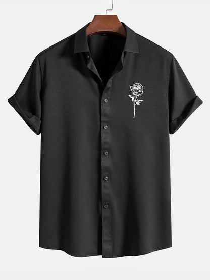 Rose Print Short Sleeve Shirts