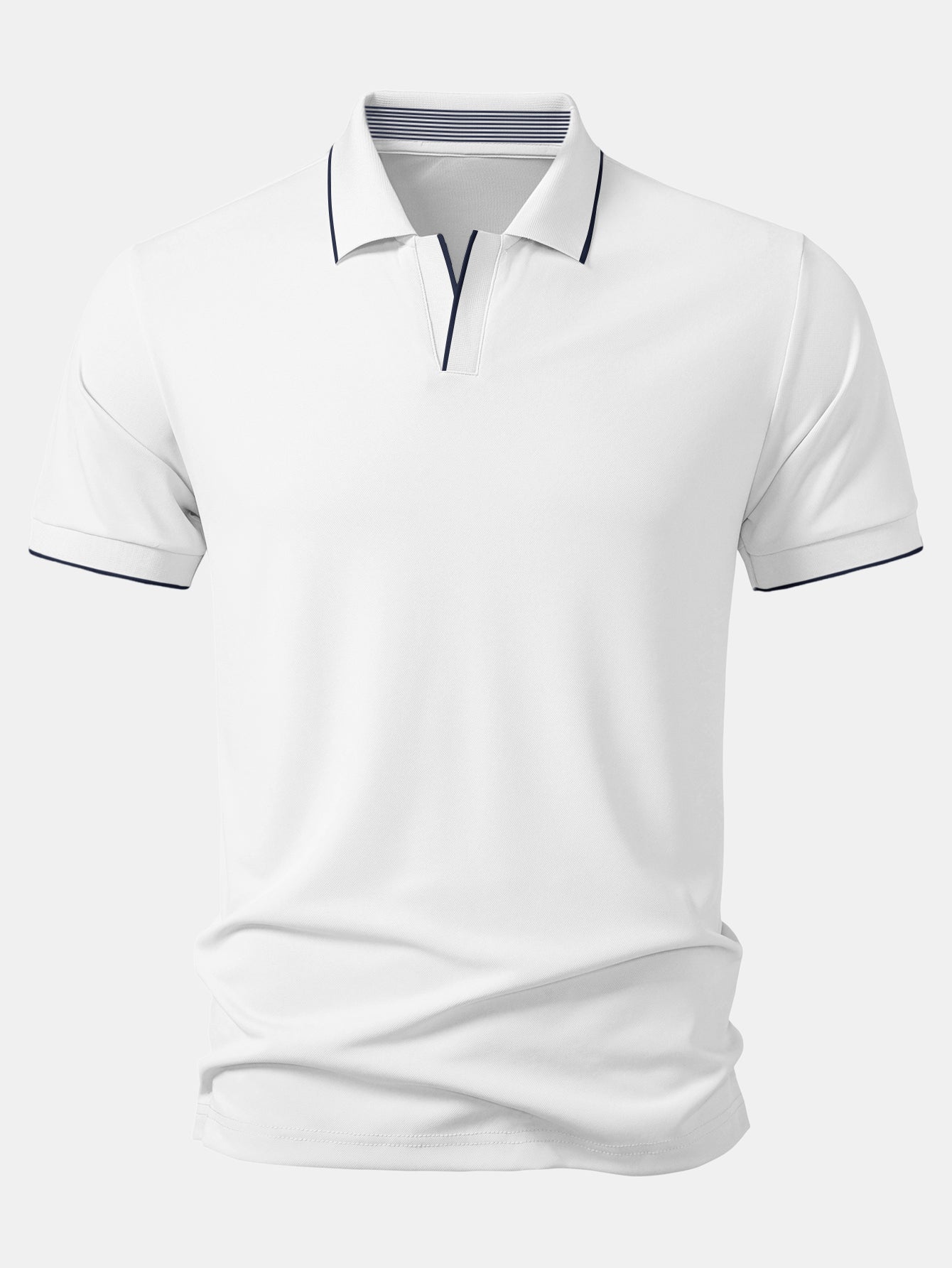 Contrast Trim Johnny Collar Polo