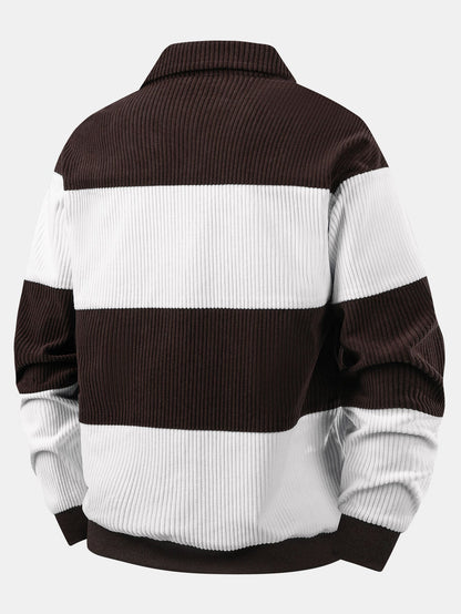 Contrast Corduroy Polo Sweatshirt & Corduroy Jogger Pants