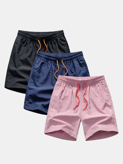 3 Pieces Man Mid Length Drawstring Swim Shorts