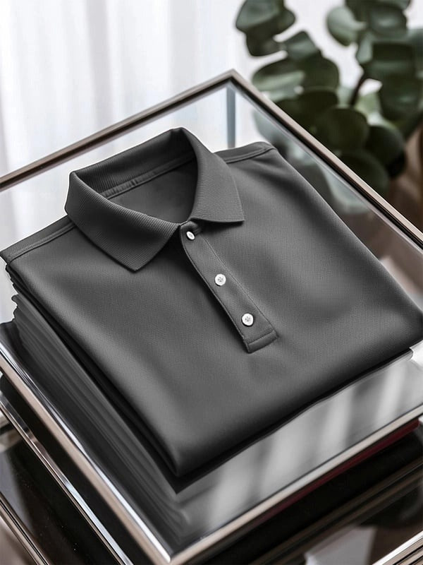 Men's Business Casual Button Short Sleeve Polo Shirt
