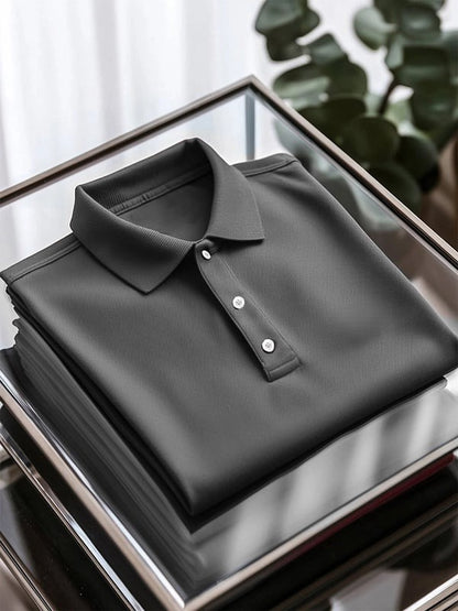 Men's Business Casual Button Short Sleeve Polo Shirt