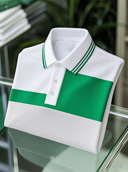 Men's Business Casual Button Short Sleeve Polo Shirt