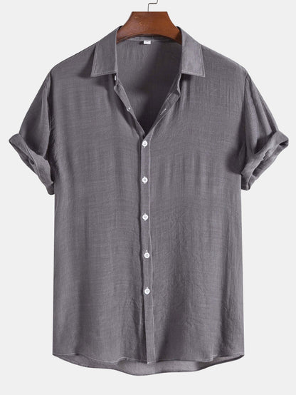 Light Crinkled Fabric Button Up Shirt