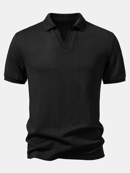 Twist Jacquard V Neck Polo