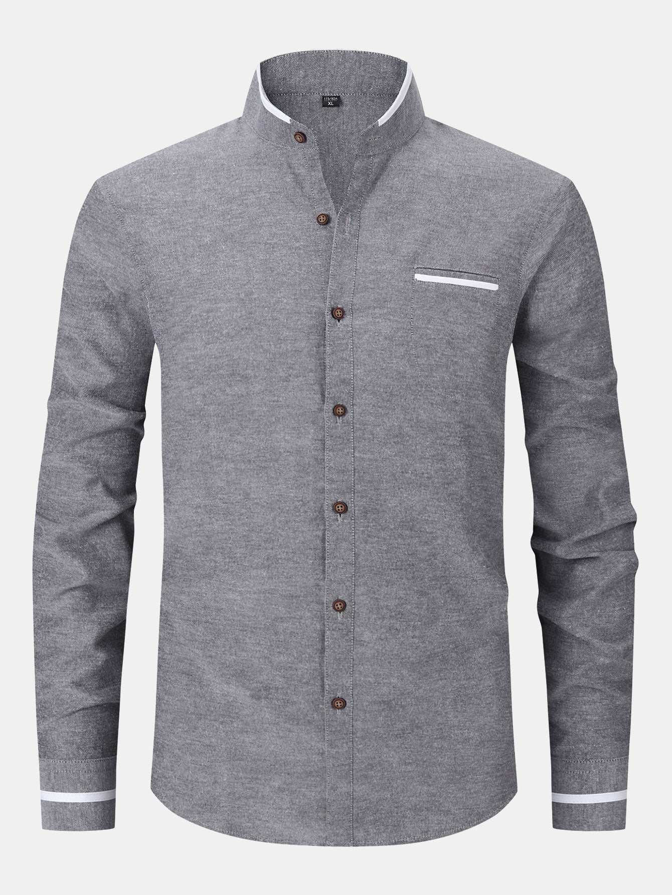 Long Sleeve Contrast Stand Collar Shirt