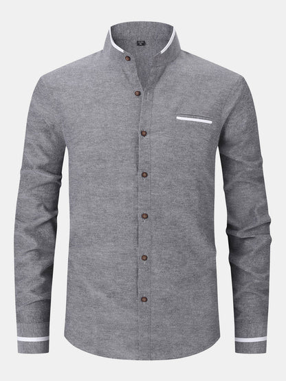 Long Sleeve Contrast Stand Collar Shirt