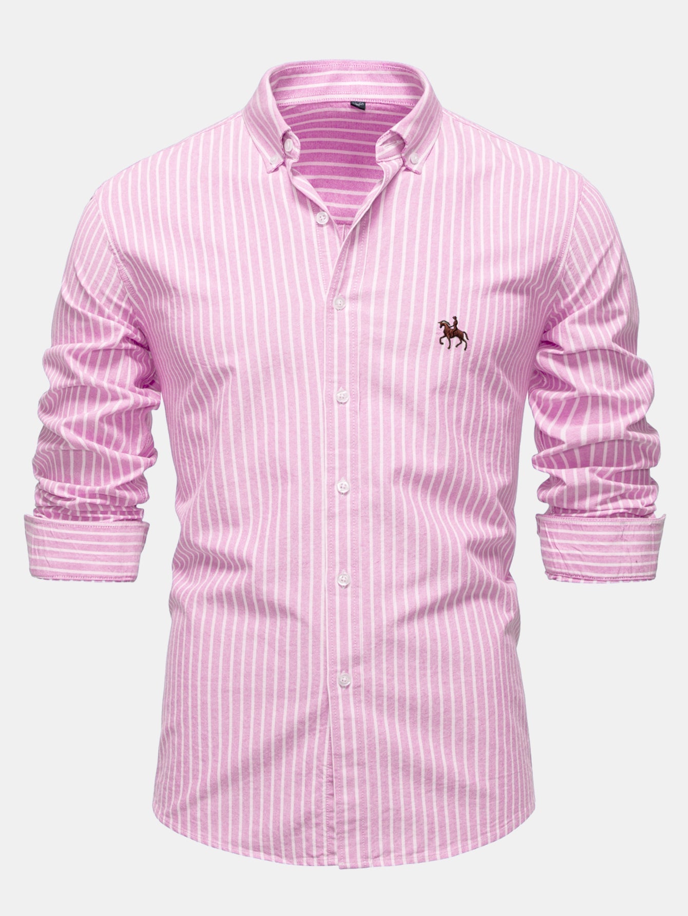 Cowboy Embroidery Cotton Stripe Shirt