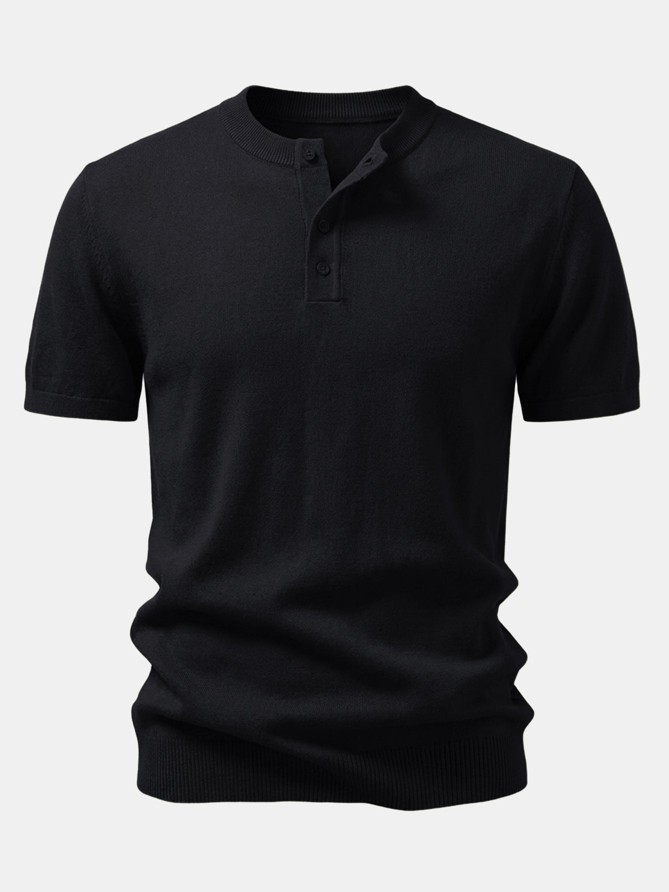 Short-Sleeve Knit Henley Shirt