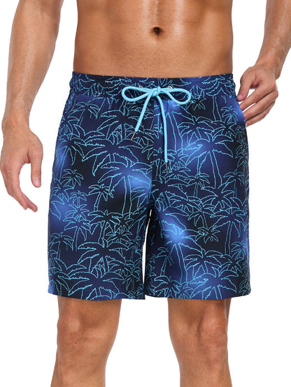 2 In 1 Palm Tree Print Swim Shorts