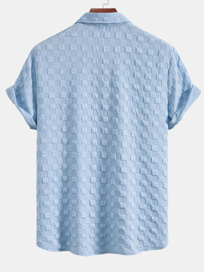 Checkerboard Textured Button Up Shirt