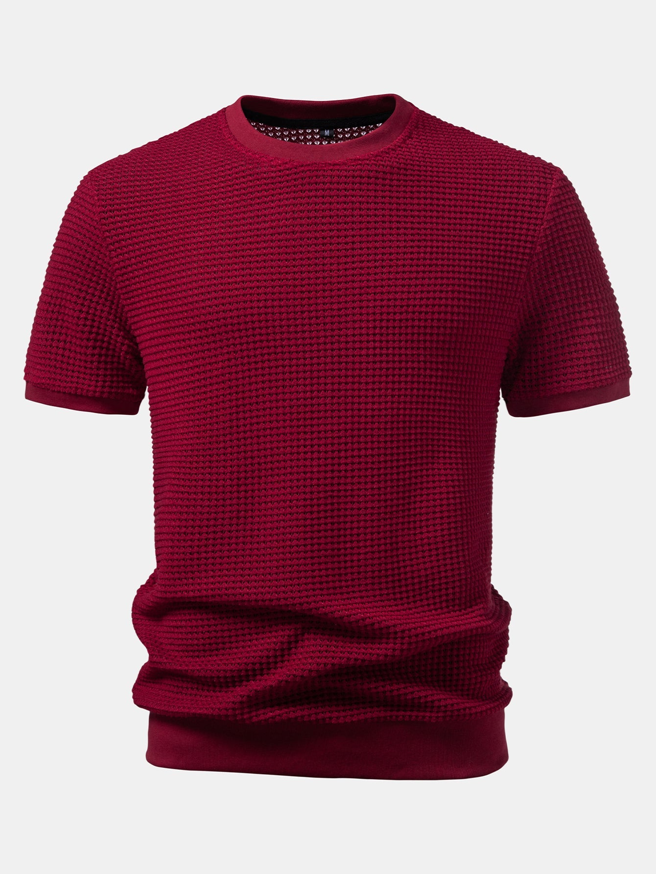 Short-Sleeve Waffle Ribbed Hem T-Shirt